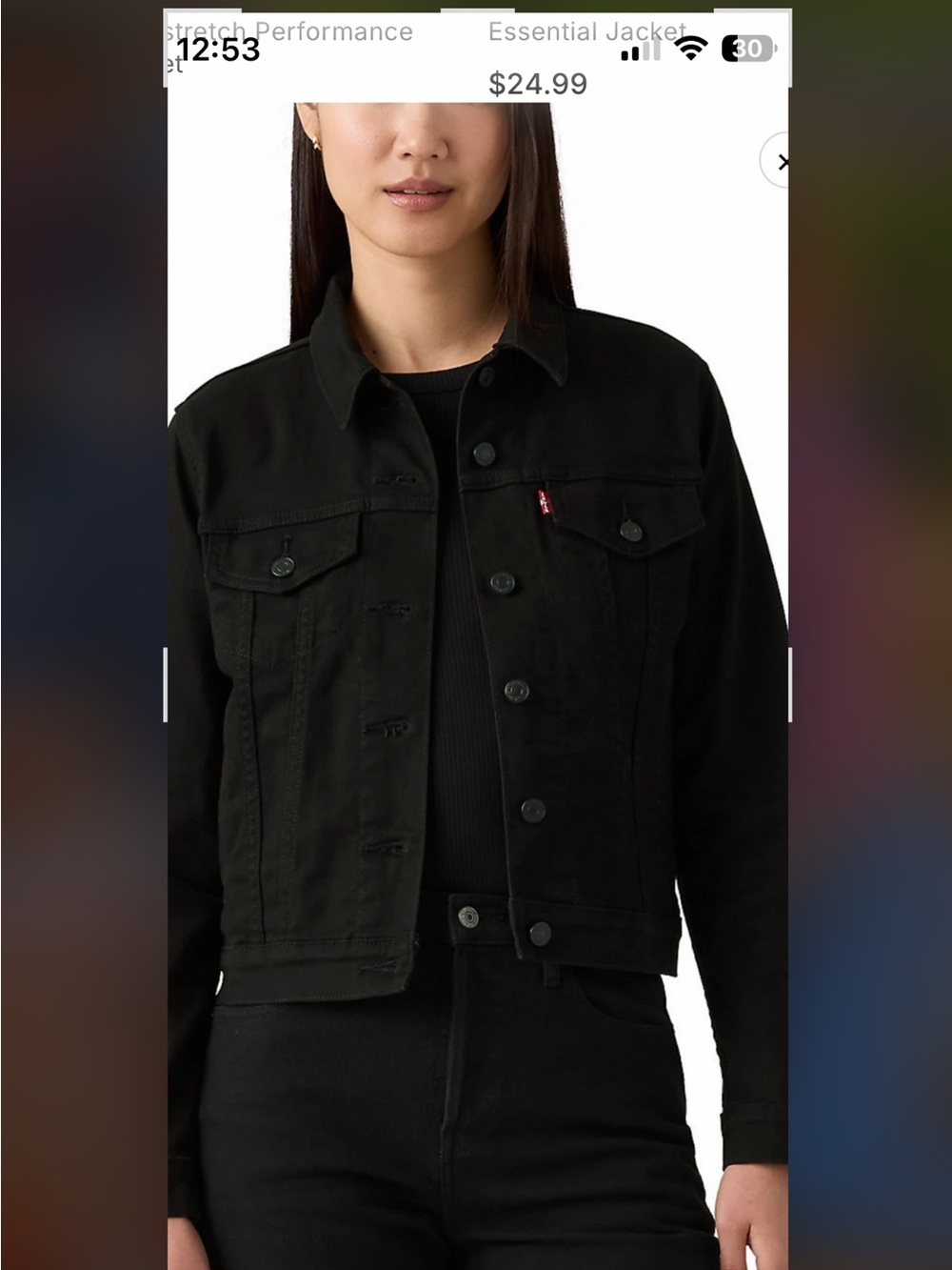 Levi's Black Cropped Denim Trucker Jacket